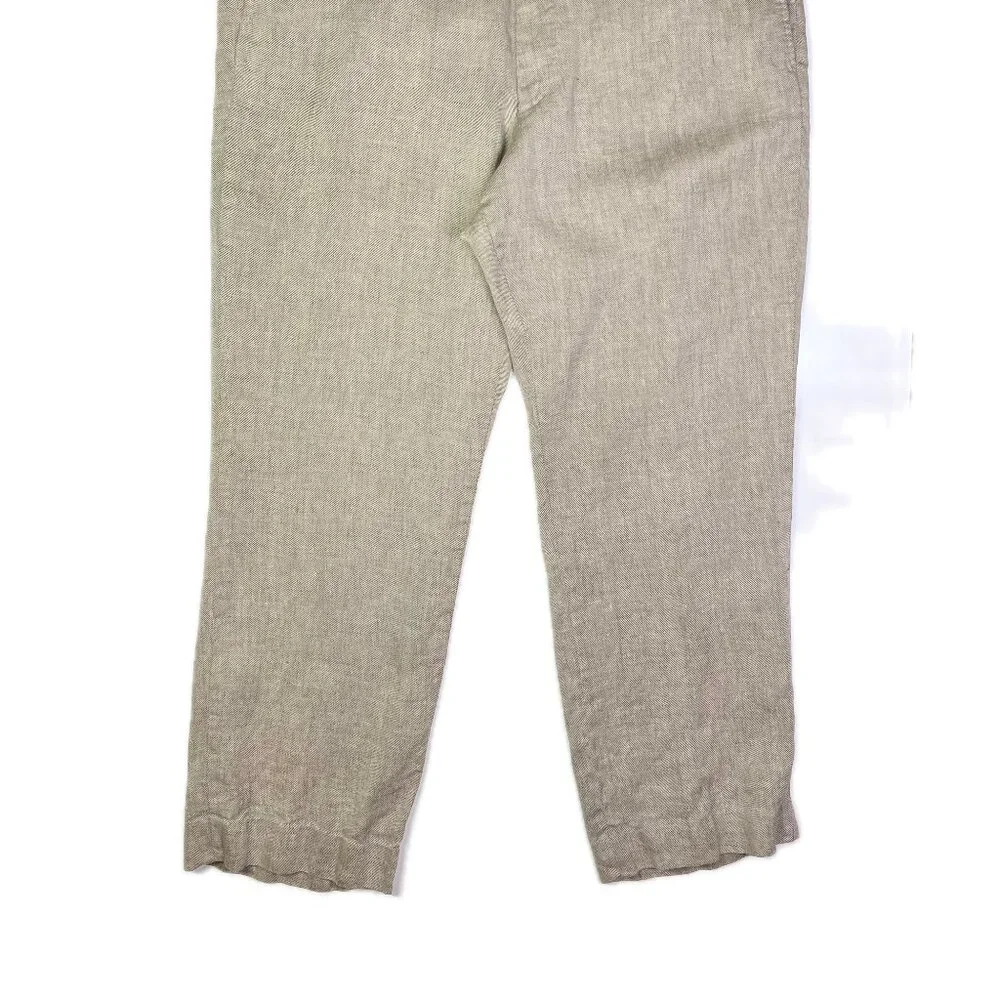 Banana Republic 38 Modern Slim Pants Flat Front Beige Linen Twill *28.5